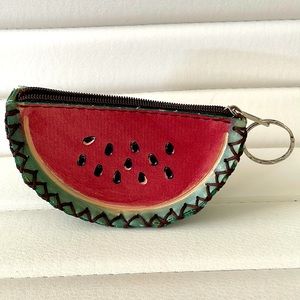 Watermelon coin purse keychain, “I Love Hawaii” on bottom.